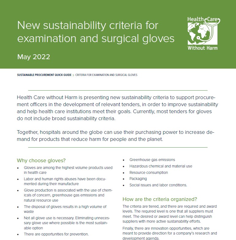 New sustainability criteria for examination and surgical gloves